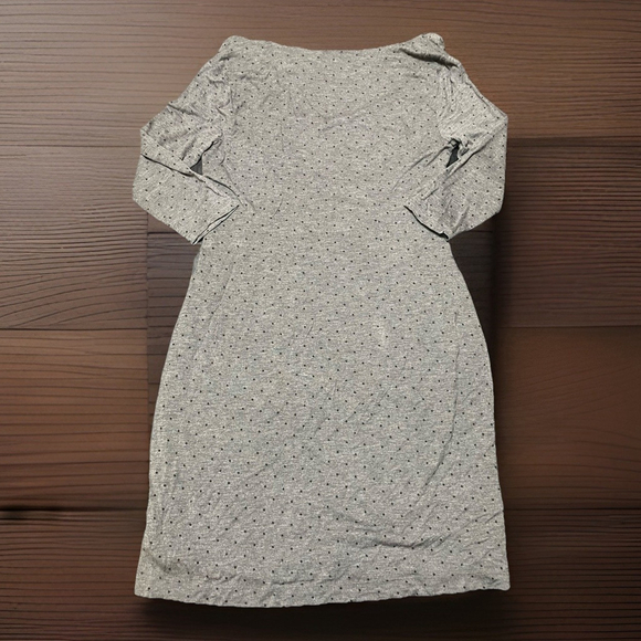 LOFT Gray Long Sleeve Dress with Dotted Pattern - Picture 4 of 4